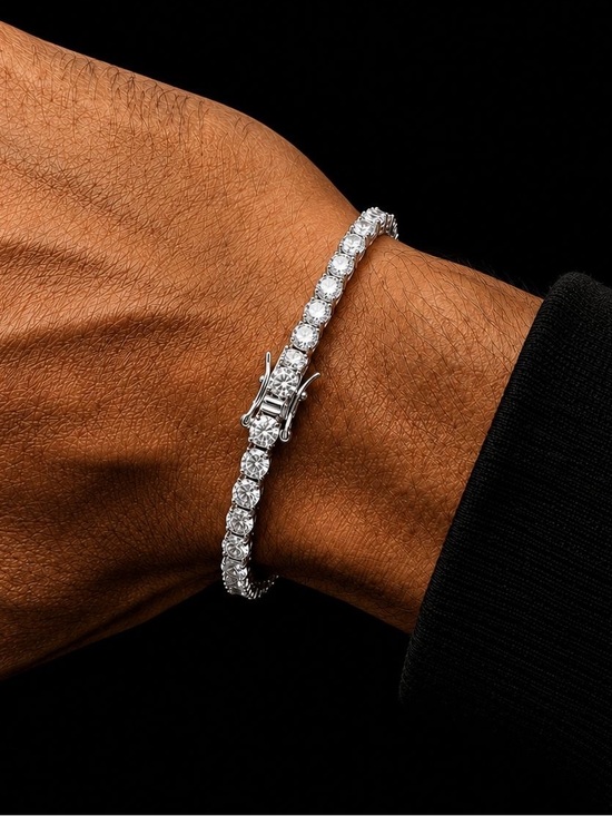 925 Sterling Silver Jewelry - 925 Silver, 12.6CTW Moissanite Tennis Bracelet